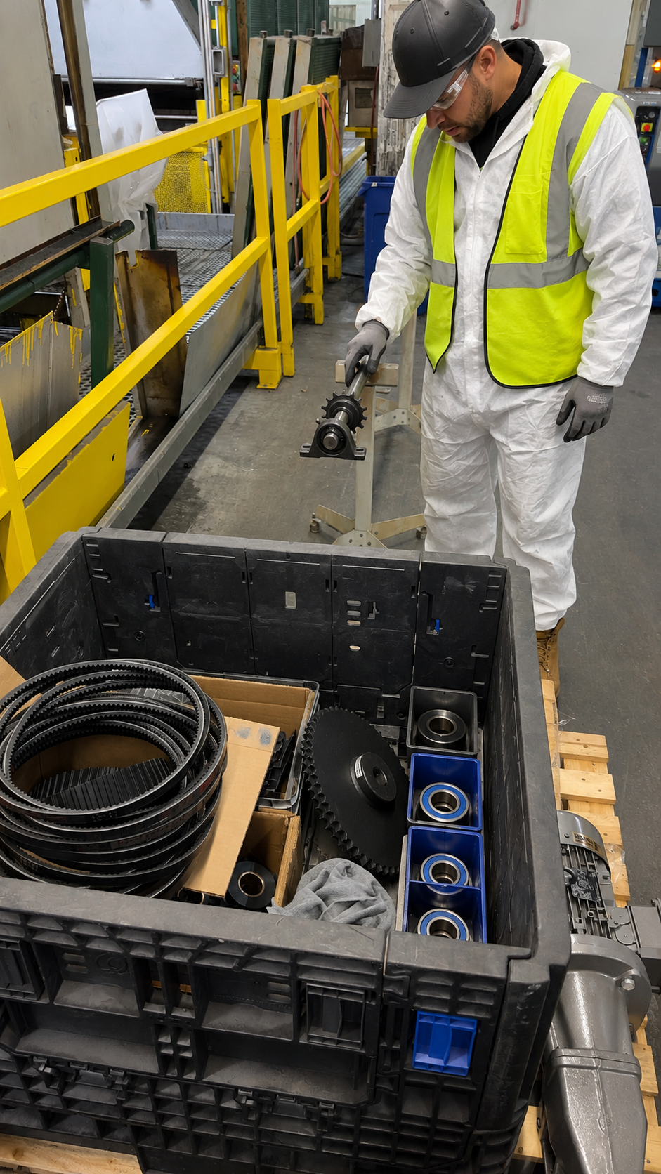 Technician performing high-level work at elevation