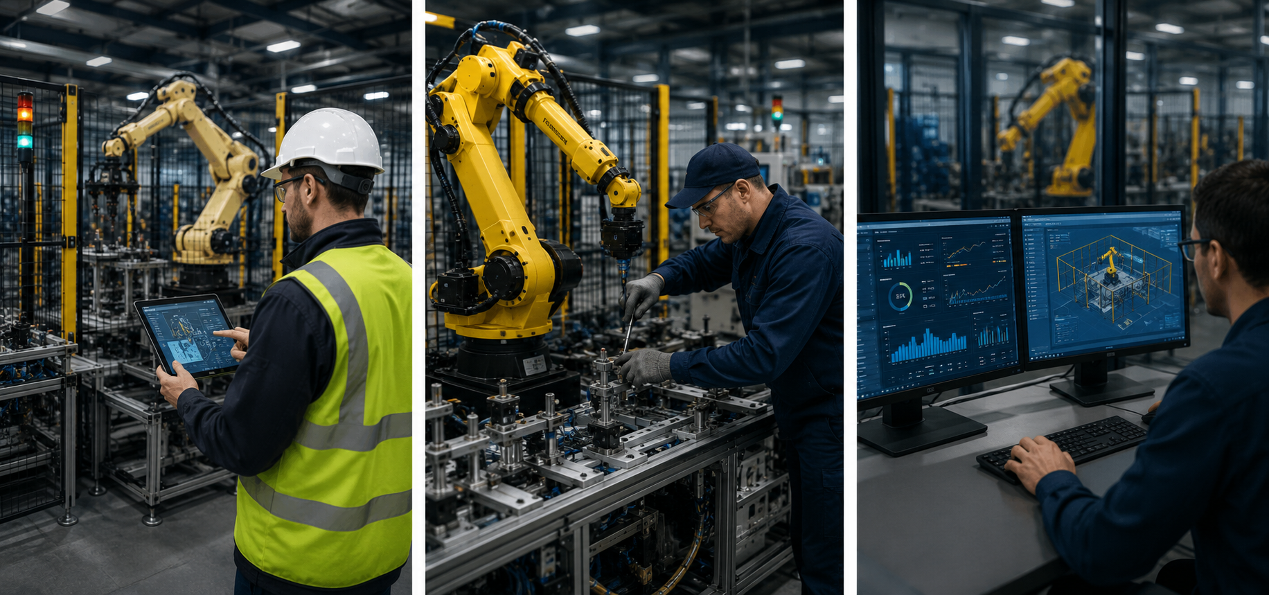 Robotic cell and mechanical assembly line on the production floor