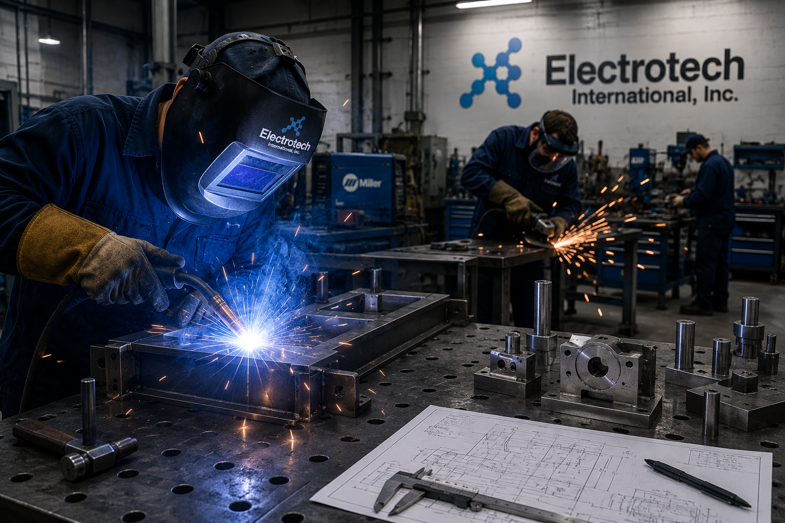 Welding a mechanical assembly in the fabrication shop
