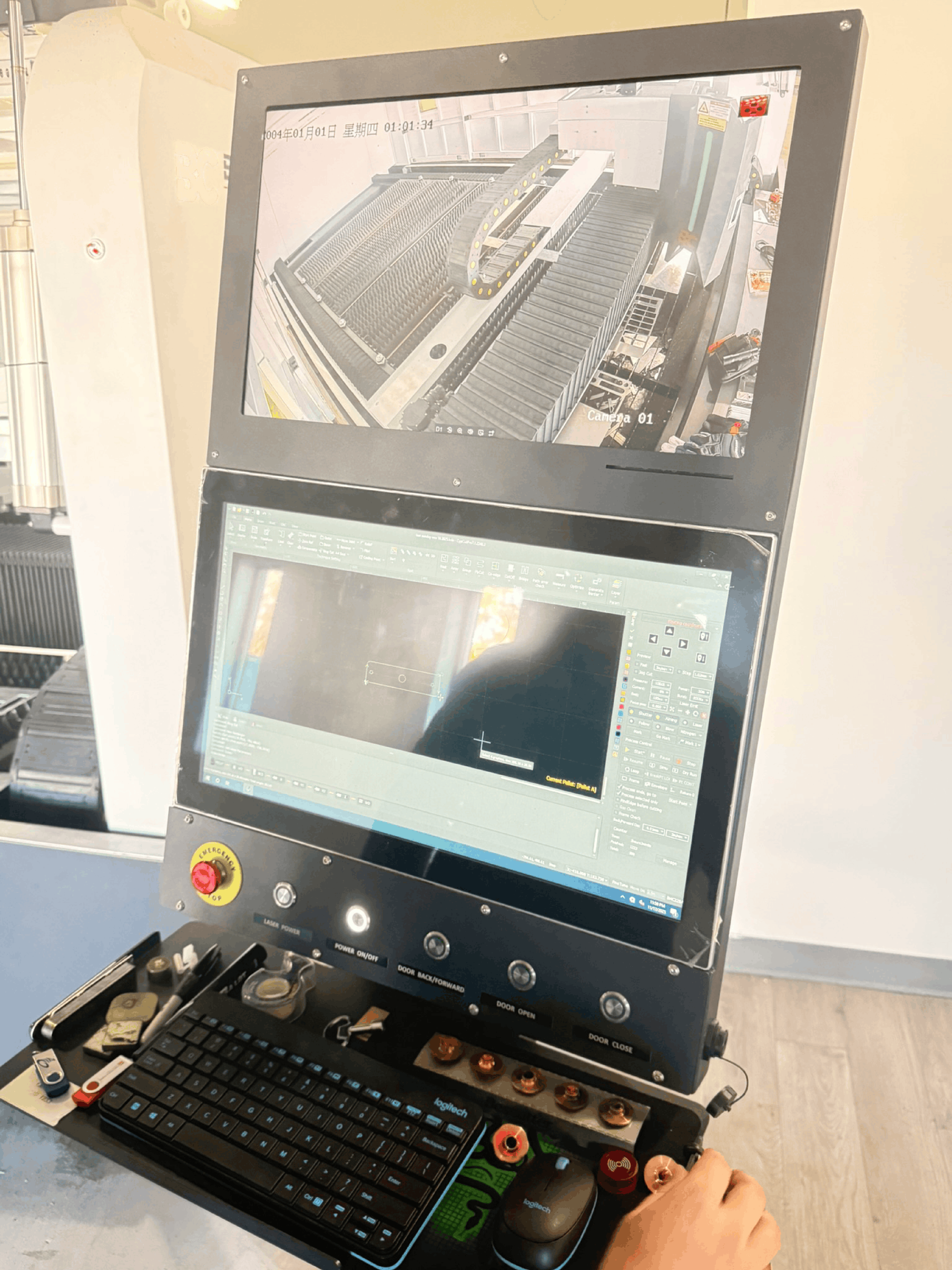 Laser machine control console