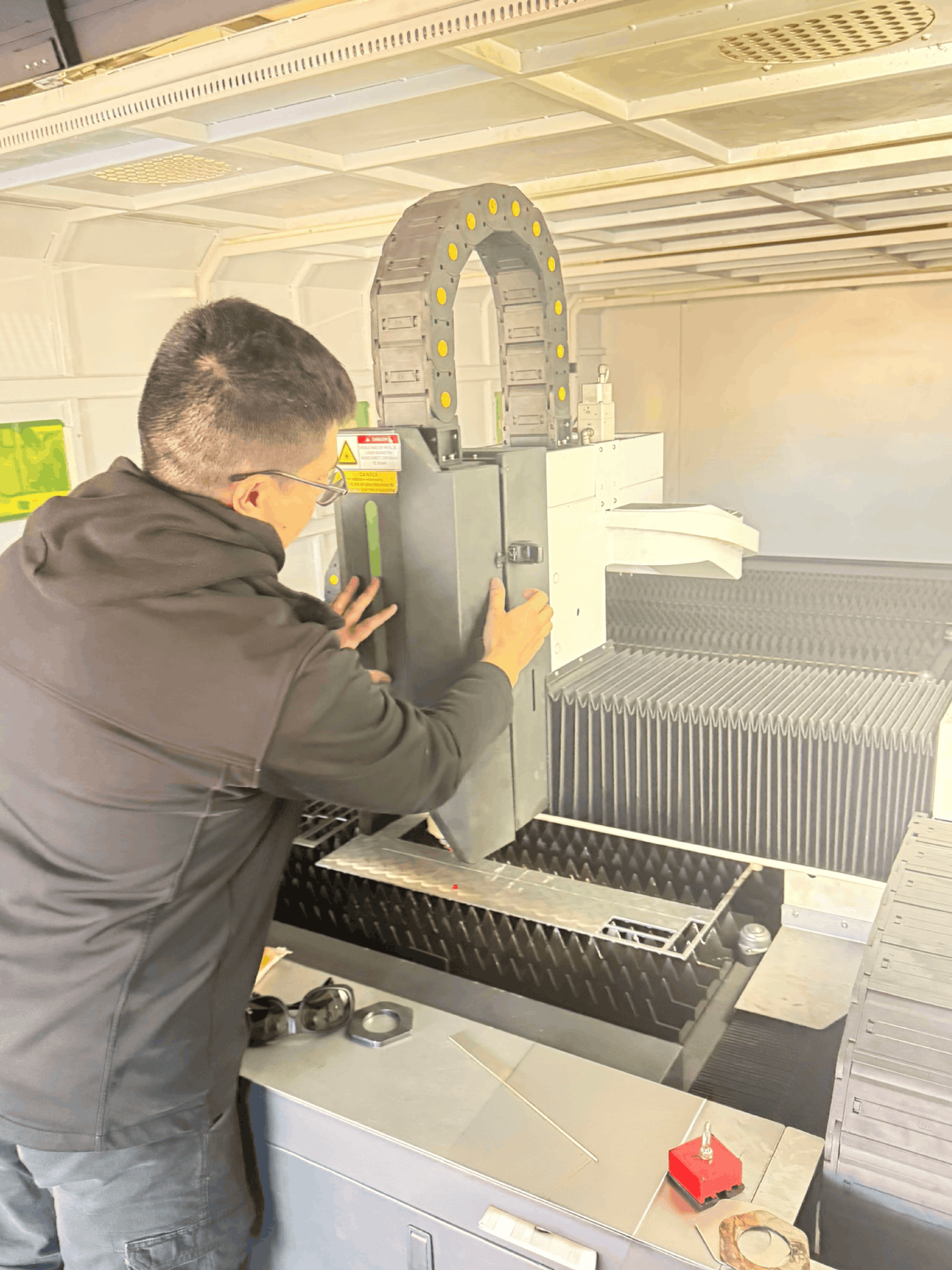 Technician working on the machine